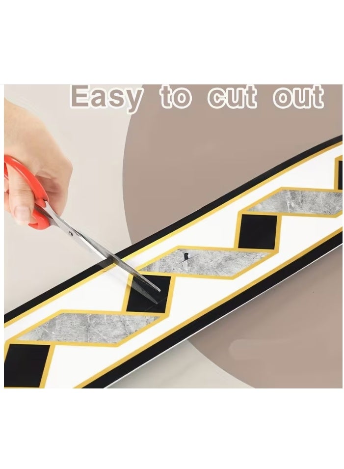 43℃ لفة واحدة من ملصقات الحواف ذاتية اللصق، ورق لاصق لامع بنقشة الرخام، مناسب لغرف المعيشة والمطابخ وغرف النوم والحمامات، مقاس 10 سم × 5 م - Image 2